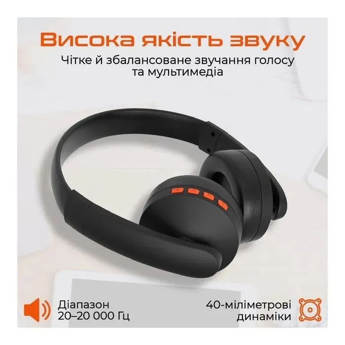 Наушники Meetion BTH003 Black/Orange (MT-BTH003-A) изображение 2