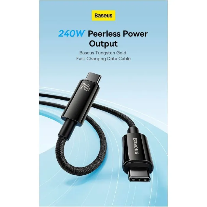 Дата кабель USB-C to USB-C 3.0m 240W black Baseus (CAWJ040201) изображение 7