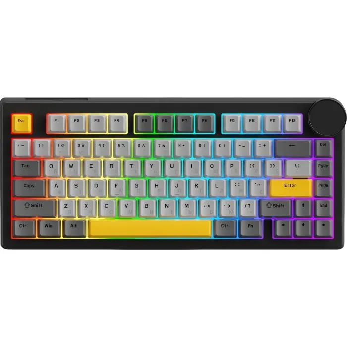 Клавиатура Ajazz AK820 V2 Coconut Flake Switch Wireless/Bluetooth/USB UA Black/Gray/Yellow (AK820-V2-CF-BGY)