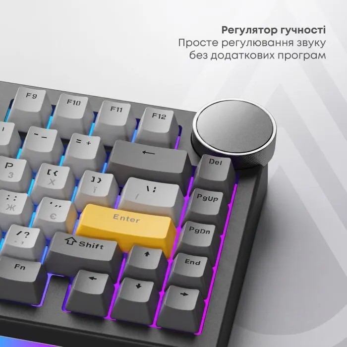 Клавиатура Ajazz AK820 V2 Coconut Flake Switch Wireless/Bluetooth/USB UA Black/Gray/Yellow (AK820-V2-CF-BGY) изображение 17