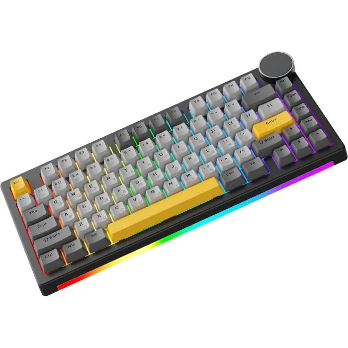 Клавиатура Ajazz AK820 V2 Coconut Flake Switch Wireless/Bluetooth/USB UA Black/Gray/Yellow (AK820-V2-CF-BGY) изображение 3