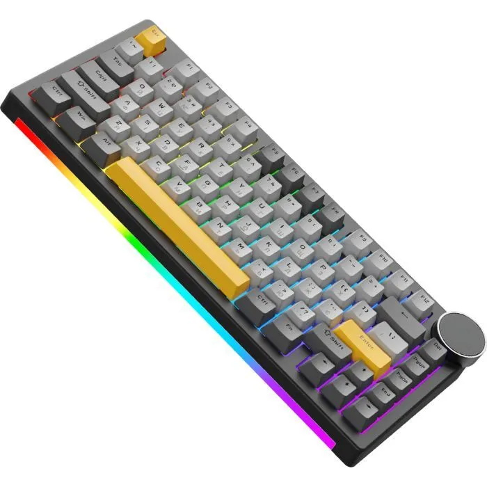 Клавиатура Ajazz AK820 V2 Coconut Flake Switch Wireless/Bluetooth/USB UA Black/Gray/Yellow (AK820-V2-CF-BGY) изображение 4