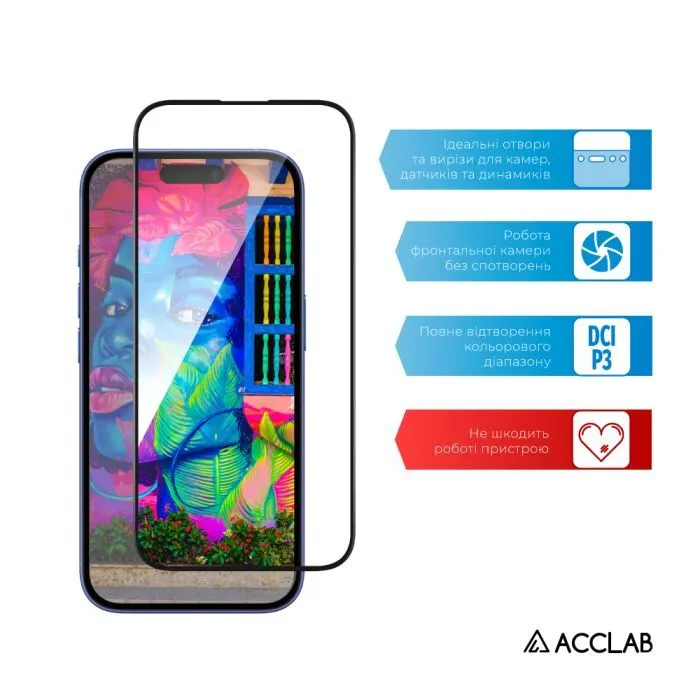 Скло захисне ACCLAB Full Glue ESD Apple iPhone 16 Black (1283126594090) зображення 5