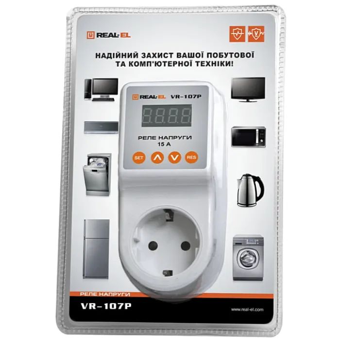 Реле напряжения REAL-EL VR-107P, white (EL122300008) изображение 9