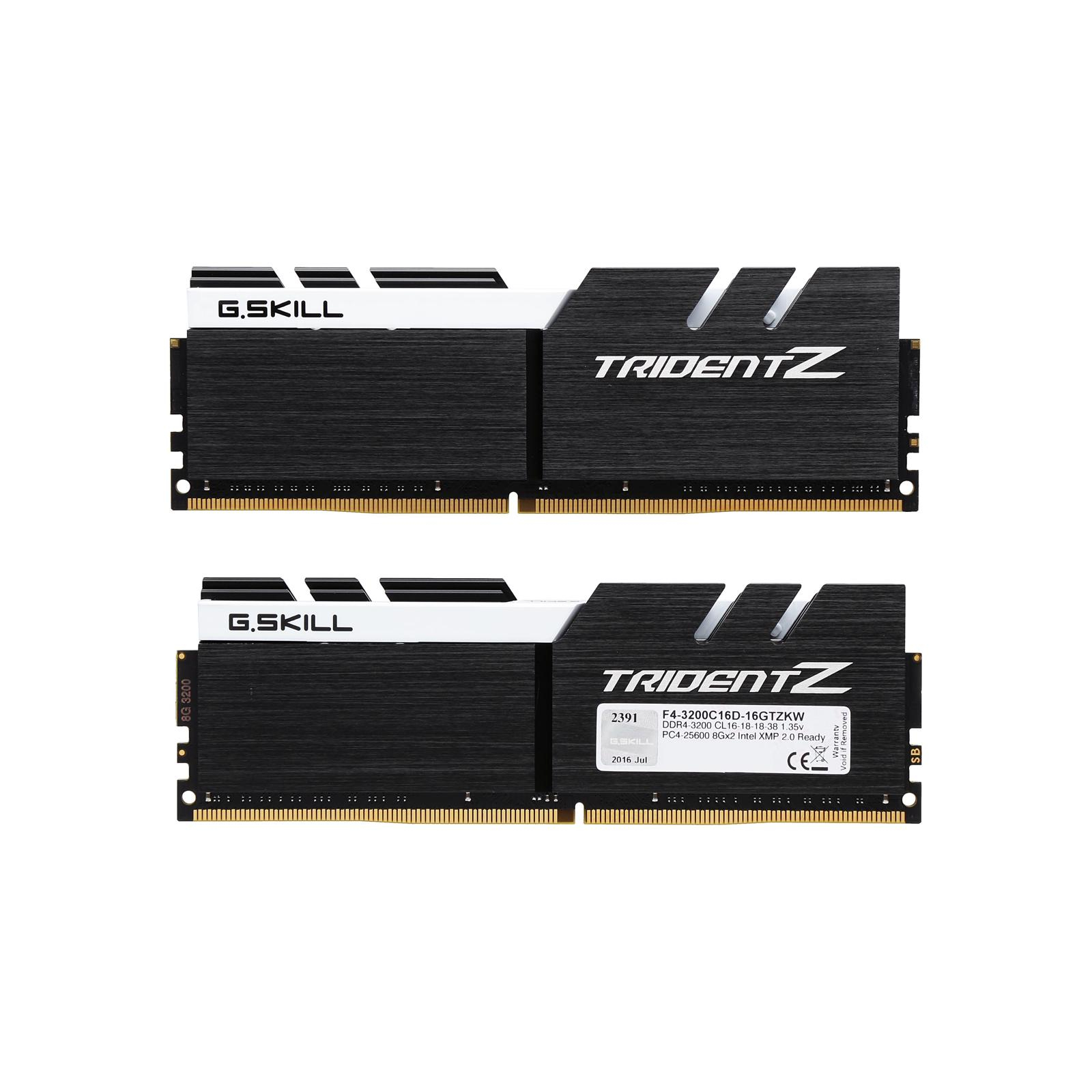 Модуль пам'яті для комп'ютера DDR4 16GB (2x8GB) 3200 MHz Trident Z Black H/White G.Skill (F4-3200C16D-16GTZKW) зображення 2