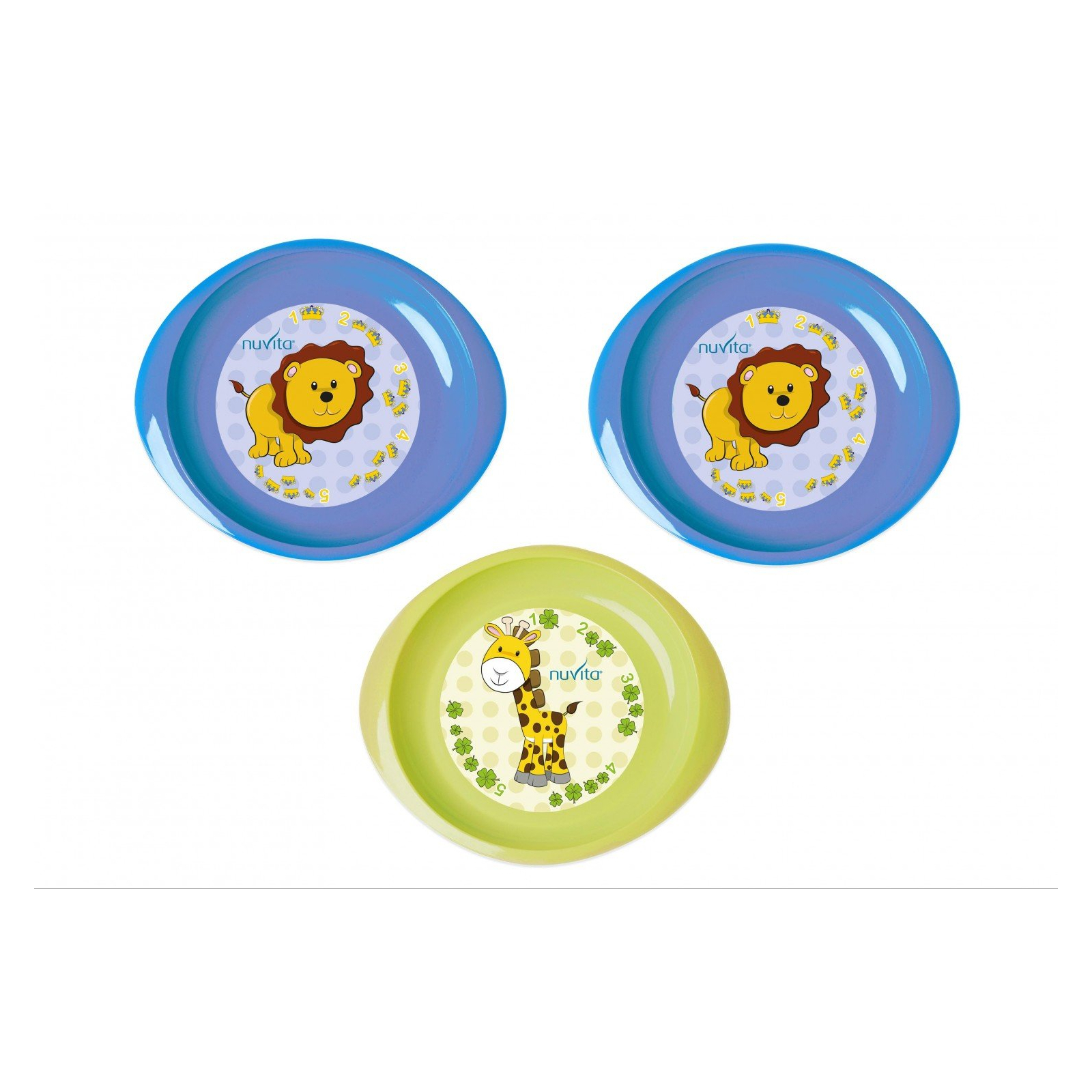 Набір дитячого посуду Nuvita тарелочки 6м+ 3шт. мелкие синие и салатовая (NV1428Blue)