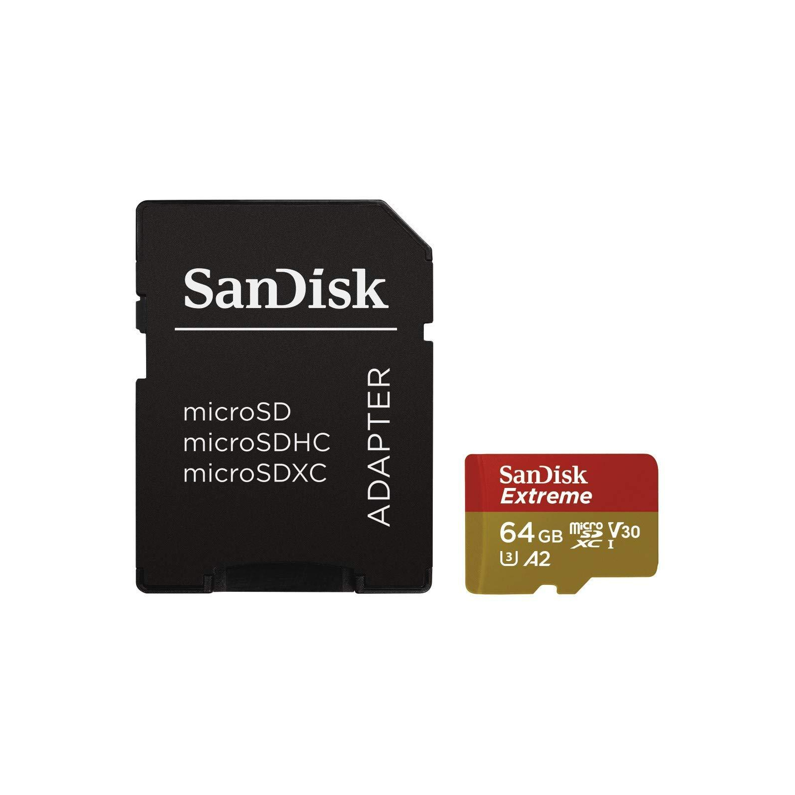 Карта памяти SanDisk 64GB microSD class 10 UHS-I U3 A2 EXTREME (SDSQXA2-064G-GN6AA)