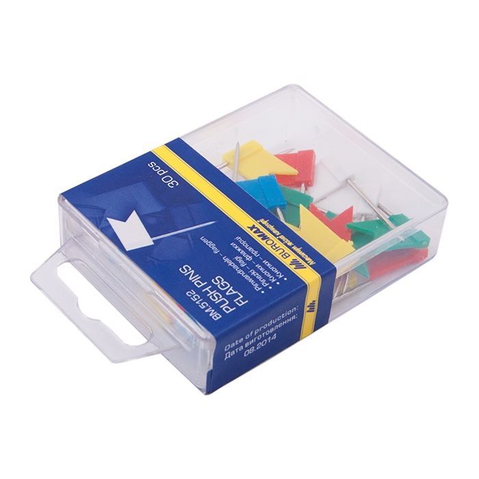 Кнопки Buromax push pins FLAGS, 30шт (BM.5152)