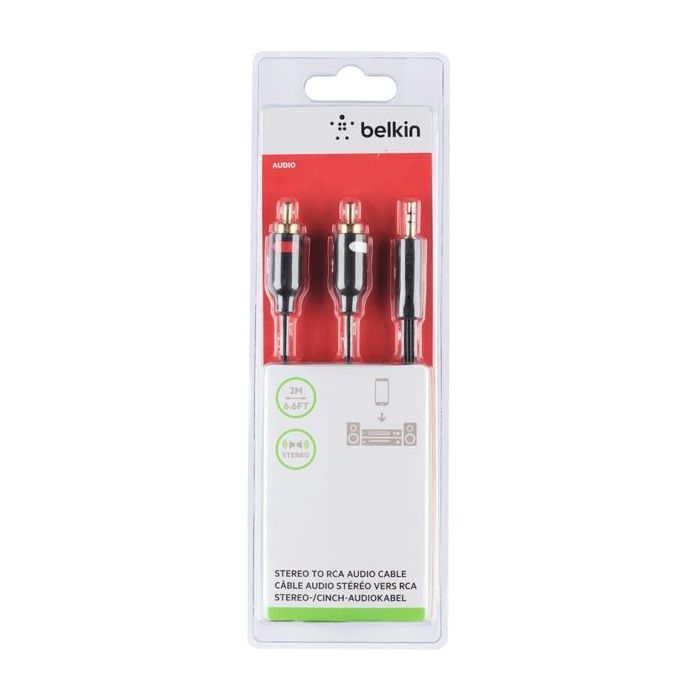 Кабель мультимедийный 3.5mm M to 2xRCA M 2.0m Belkin (F3Y116BT2M) > цены в Киеве и Украине Кабель мультимедийный 3.5mm M to 2xRCA M 2.0m Belkin (F3Y116BT2M)