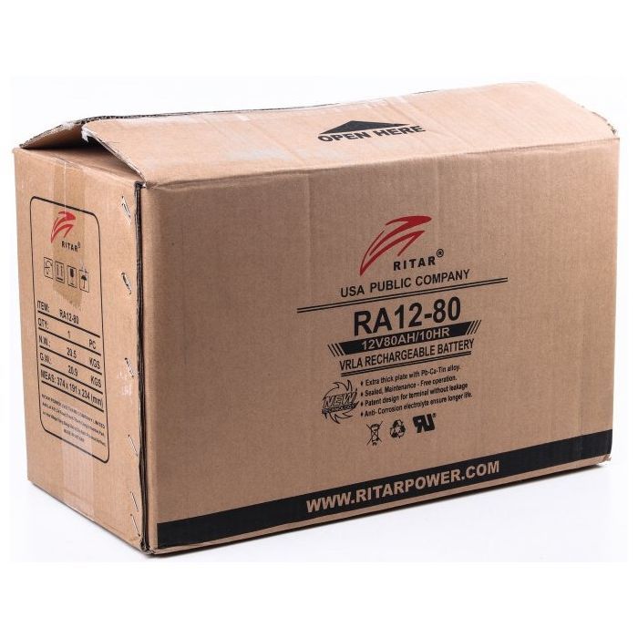 Батарея до ДБЖ Ritar AGM RA12-80, 12V-80Ah (RA12-80) зображення 3