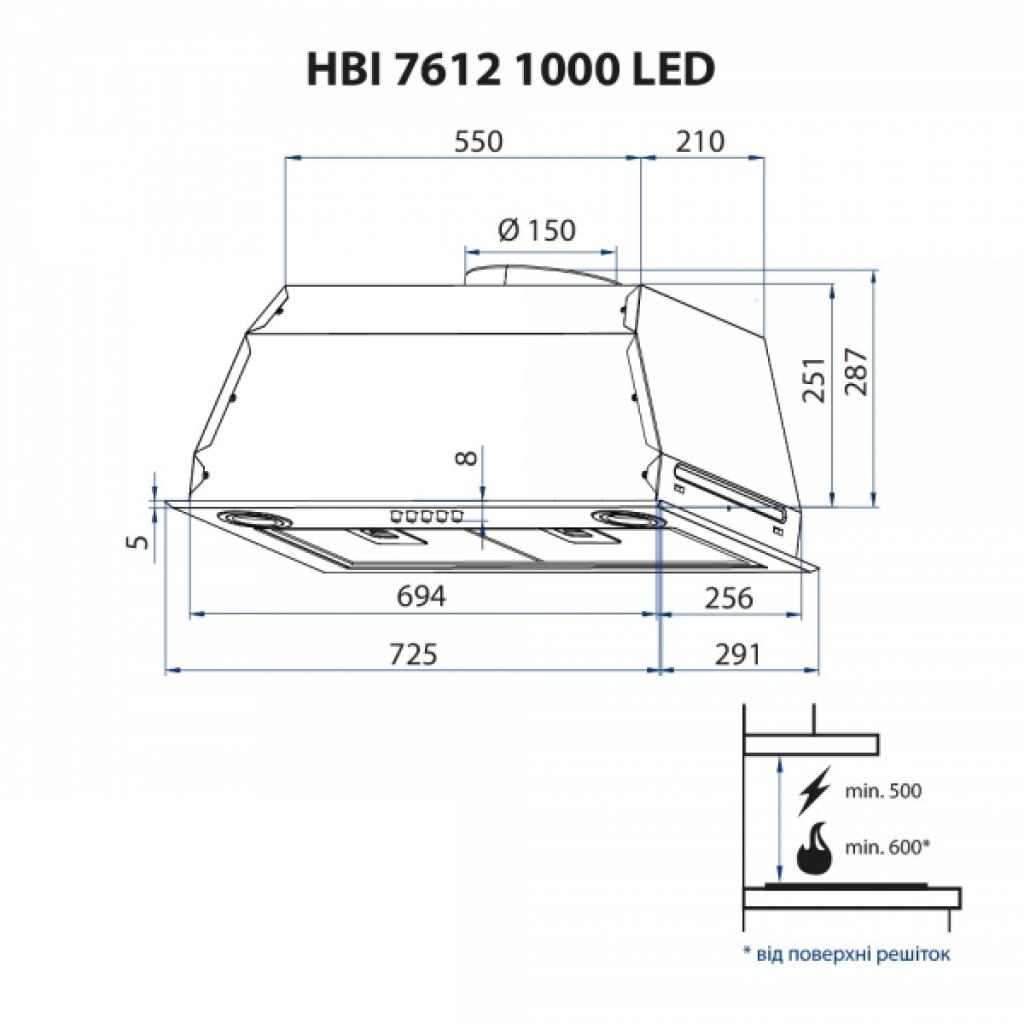 Витяжка кухонна Minola HBI 7612 I 1000 LED зображення 7