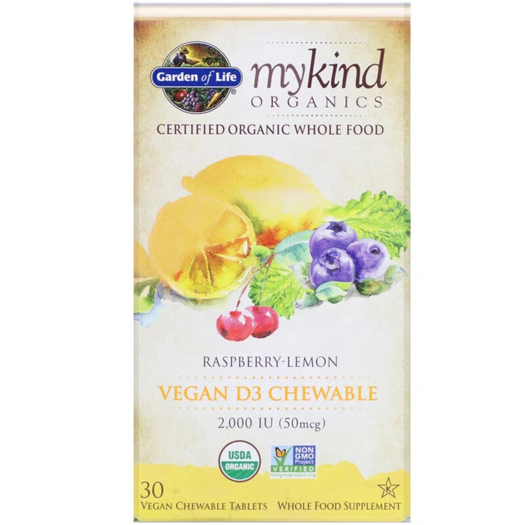 Витамин Garden of Life Витамин D3, 2000 МЕ, малиново-лимонный вкус, MyKind Organics (GOL-11861)
