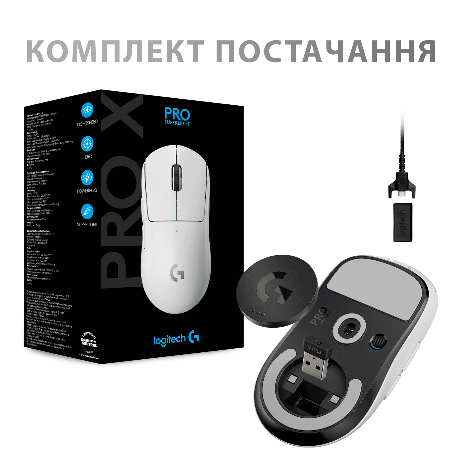 Мишка Logitech G Pro X Superlight Wireless Black (910-005880) зображення 10