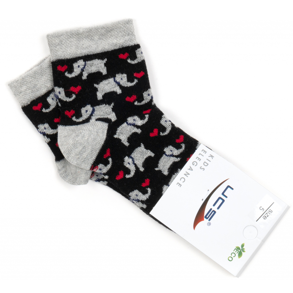 Шкарпетки дитячі UCS Socks зі слониками (M0C0101-2116-3B-black)