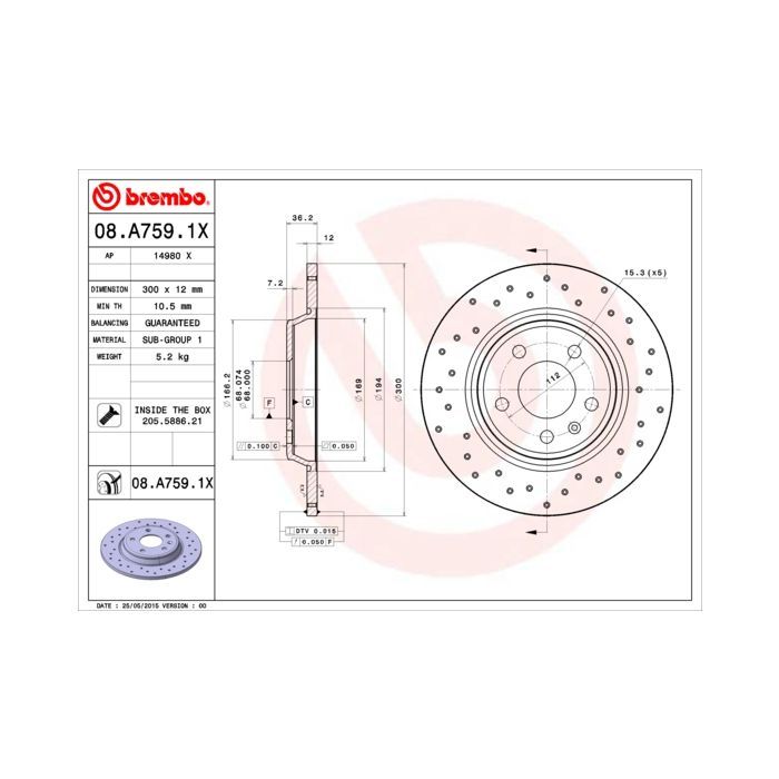 Тормозной диск Brembo 08.A759.1X
