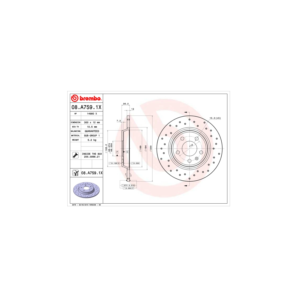 Тормозной диск Brembo 08.A759.1X