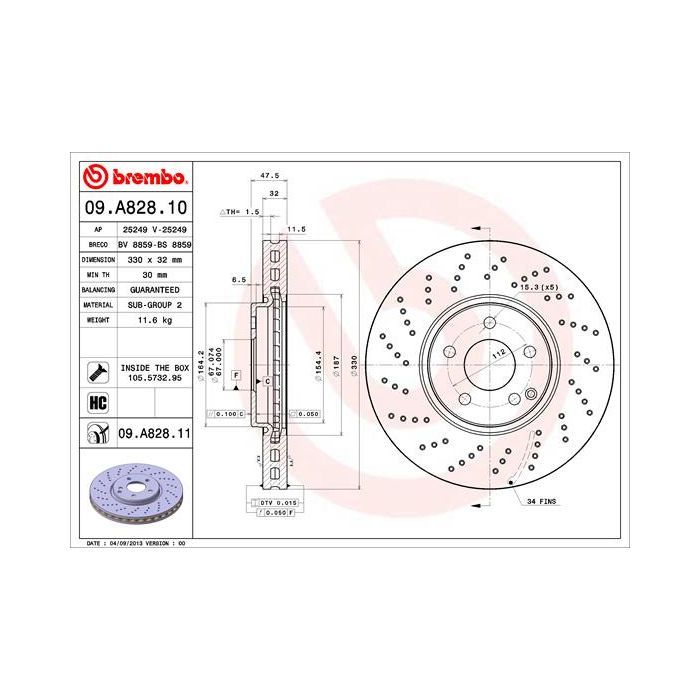 Тормозной диск Brembo 09.A828.11