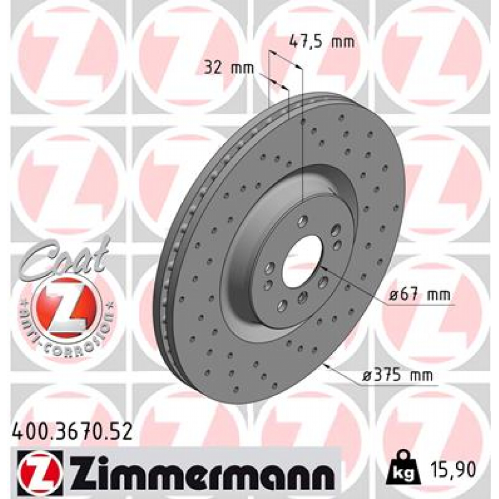 Гальмівний диск ZIMMERMANN 400.3670.52