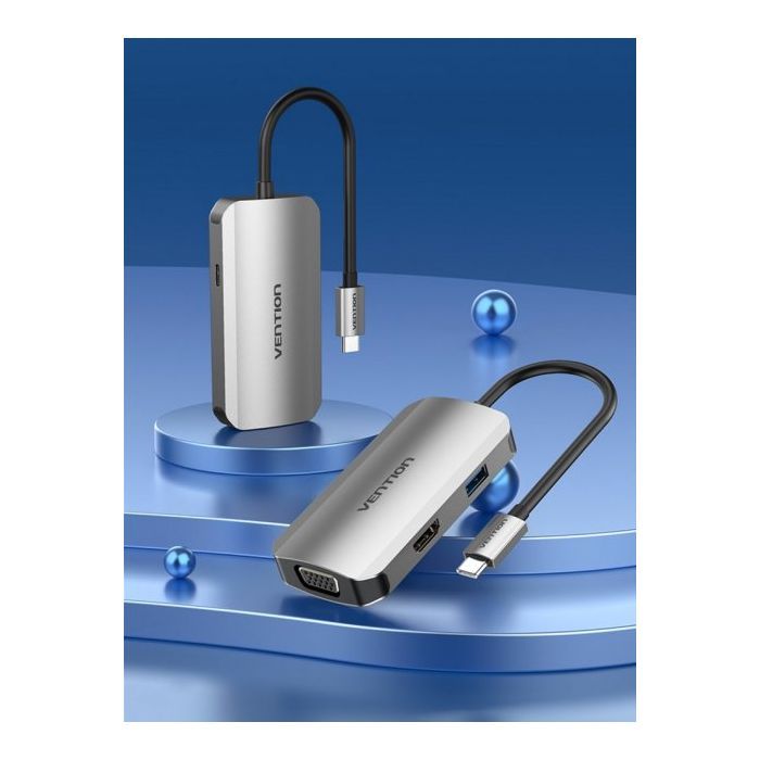 Концентратор Vention USB3.1 Type-C --> HDMI/VGA/USB 3.0/PD 100W Hub 4-in-1 (TOAHB) зображення 2