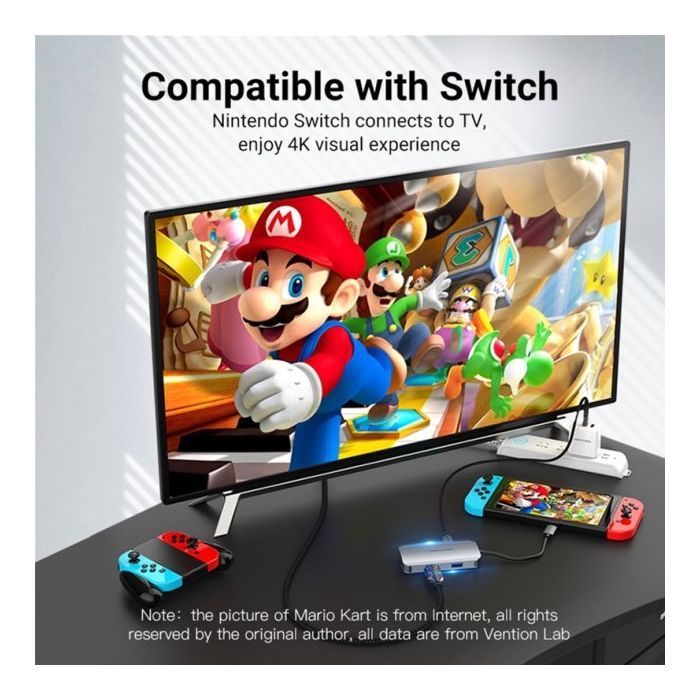 Концентратор Vention USB3.1 Type-C --> HDMI/VGA/USB 3.0/PD 100W Hub 4-in-1 (TOAHB) зображення 7