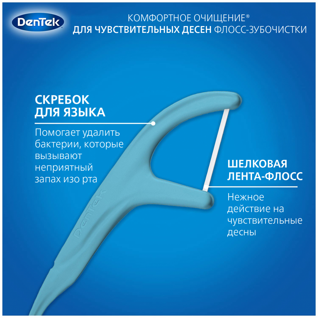 Флосс-зубочистки DenTek Комфортное очищение 75 шт. (047701002711) изображение 4