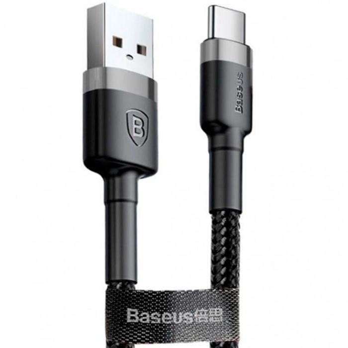 Дата кабель USB 2.0 AM to USB-C 1.0m 3A grey-black Baseus (CATKLF-BG1) зображення 2