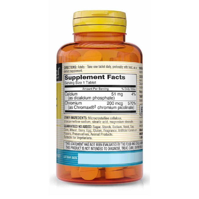 Минералы Mason Natural Хром Пиколинат 200 мкг, Chromium Picolinate, 100 таблеток (MAV12241) изображение 2