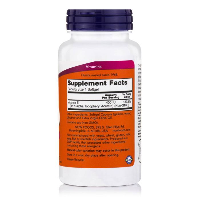 Витамин Now Foods Витамин Е, Е-400, 100 желатиновых капсул (NF0837) изображение 2