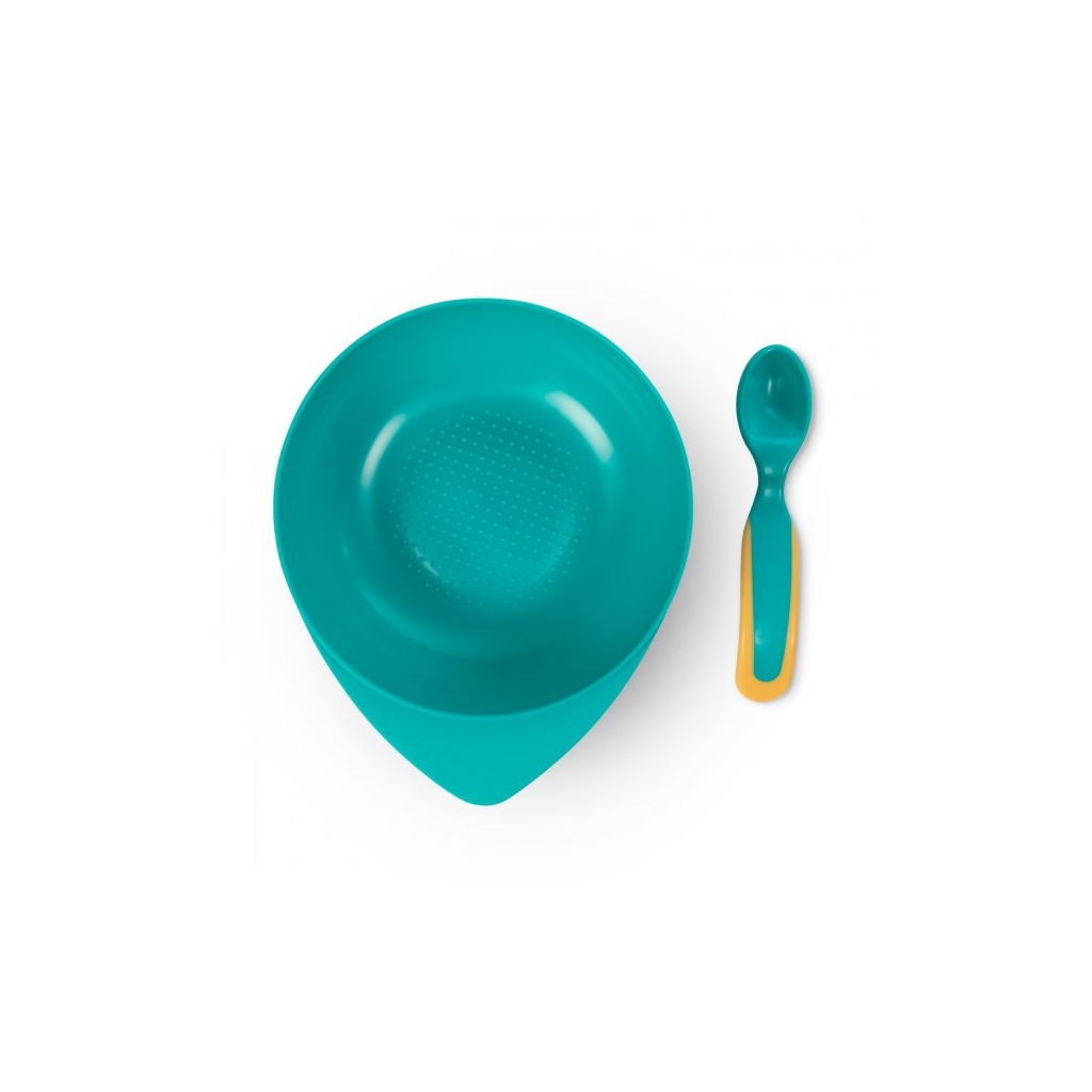 Набір дитячого посуду Baboo тарілочка глибока з кришкою та ложечкою синя (90594) зображення 3
