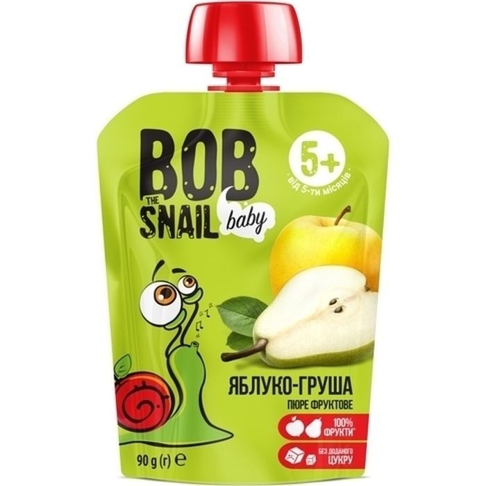 Дитяче пюре Bob Snail Равлик Боб Pouch Яблуко-Груша, 90 г (4820219343011)