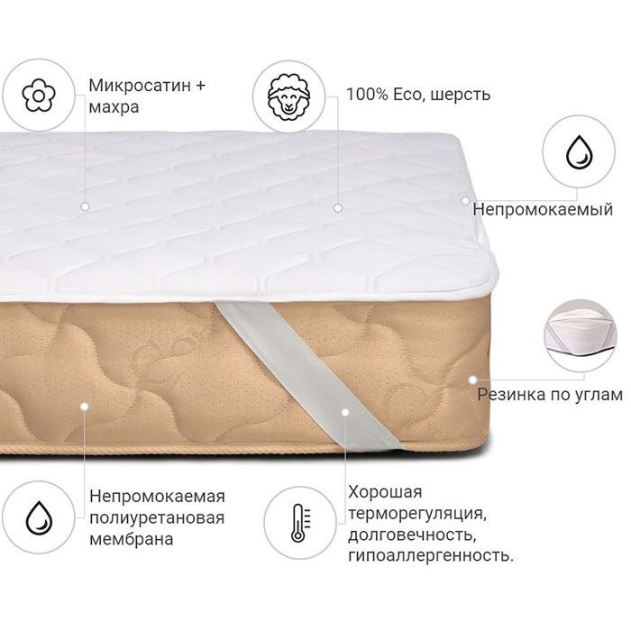 Наматрацник MirSon вовняний Woollen двосторонній 241 100x200 см (2200000374004) зображення 2