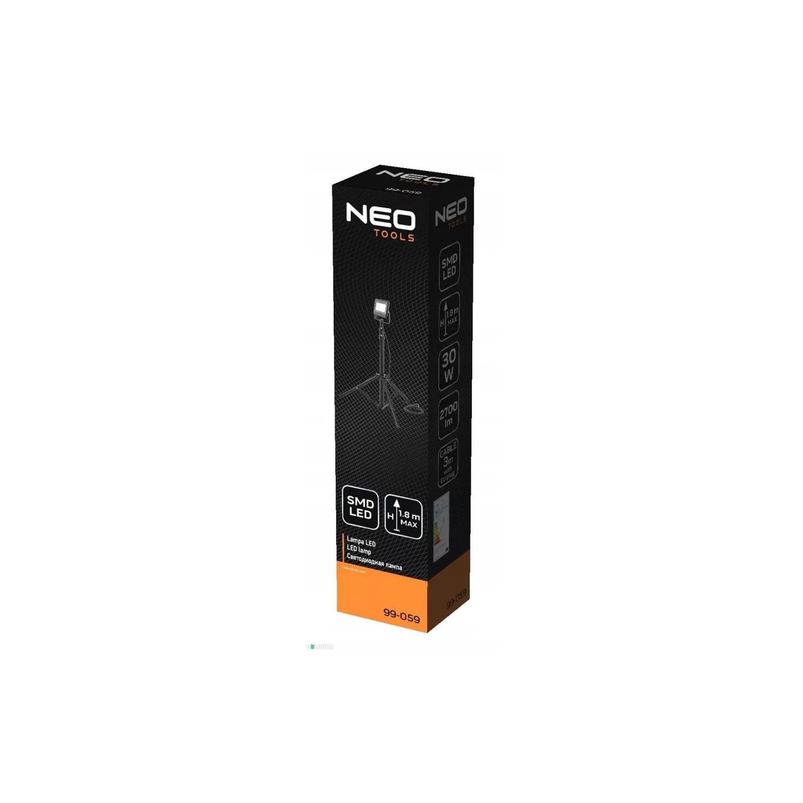 Прожектор Neo Tools алюміній, 220 В, 30Вт, 2700 люмен, SMD LED, кабель 3 м з вил (99-059) зображення 4