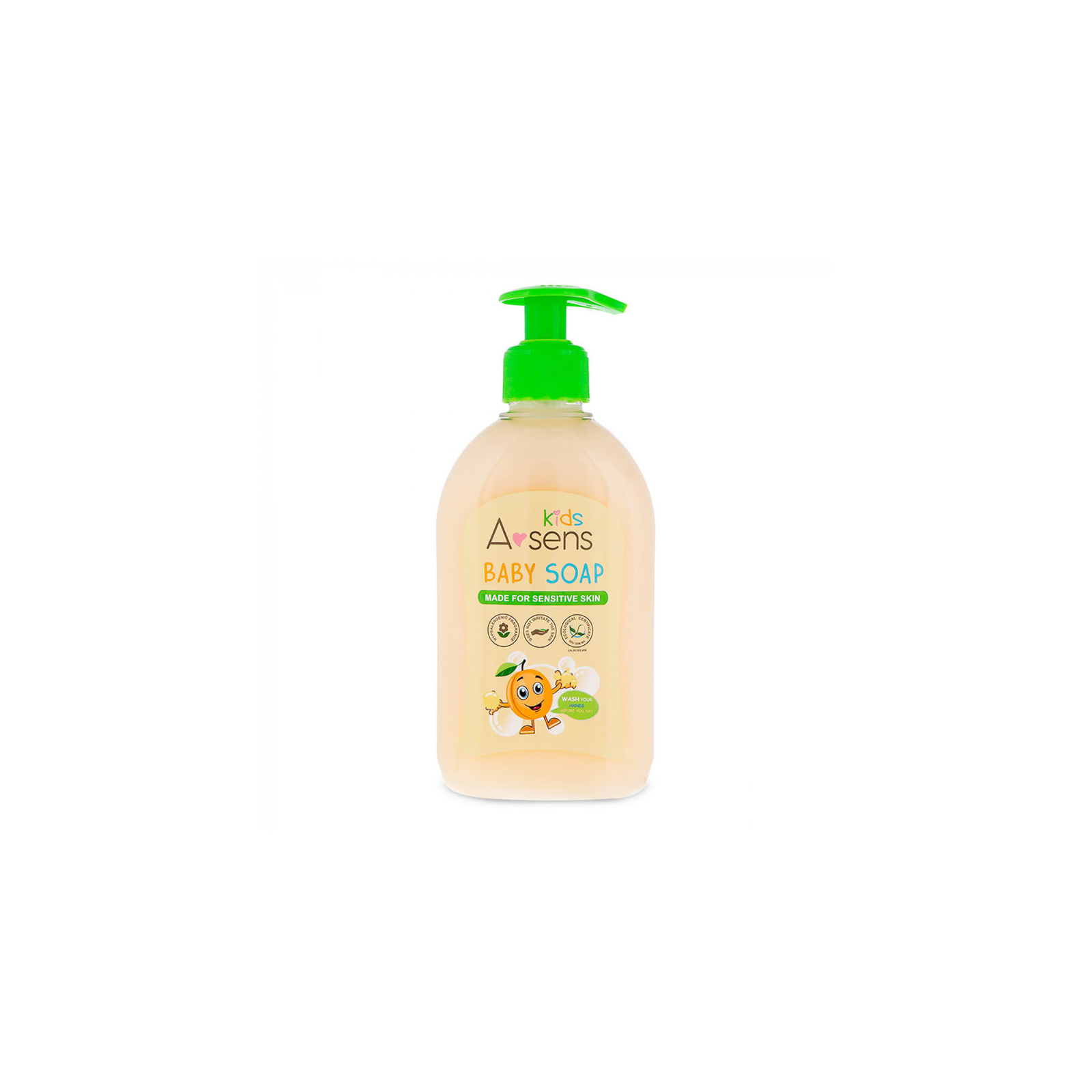 Детское мыло A-Sens Kids с гипоаллергенным абрикосовым ароматом 300 мл (3109533)