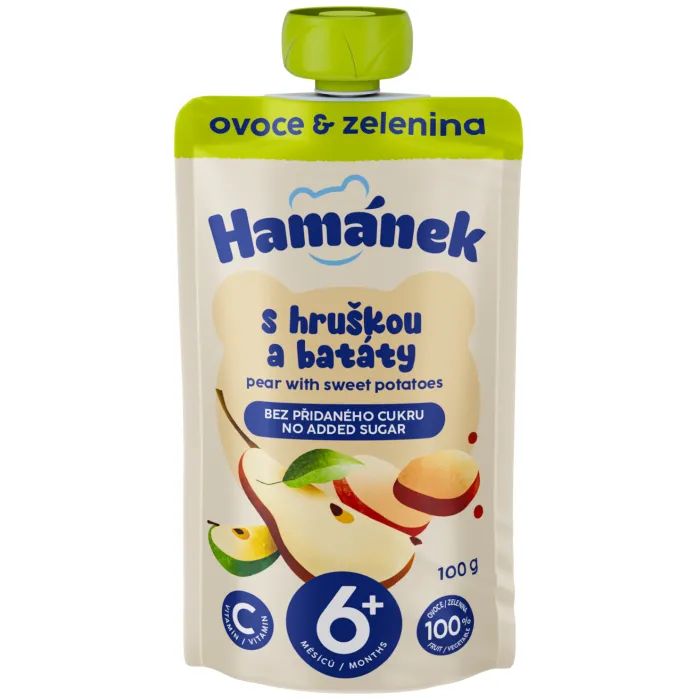 Дитяче пюре Hamanek Яблуко з грушею і бататом 100 г (8595139798437)