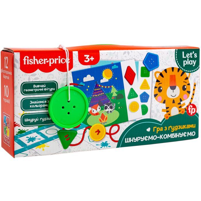 Развивающая игрушка Vladi Toys Игра с пуговицами Fisher Price Шнуруем-комбинируем (укр) (VT2905-24)