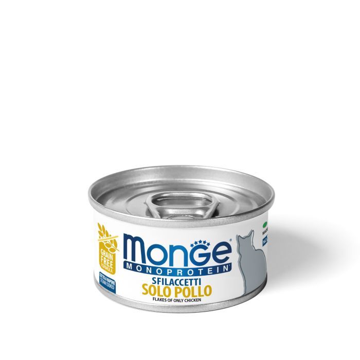 Консервы для кошек Monge Cat Monoprotein мясные хлопья из курицы 80 г (8009470007160)