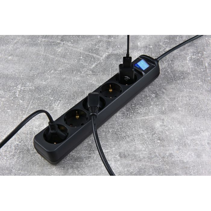 Сетевой удлинитель 2E 5XSchuko з вимикачем, 5м, black (2E-U05ES15M5BK) изображение 9