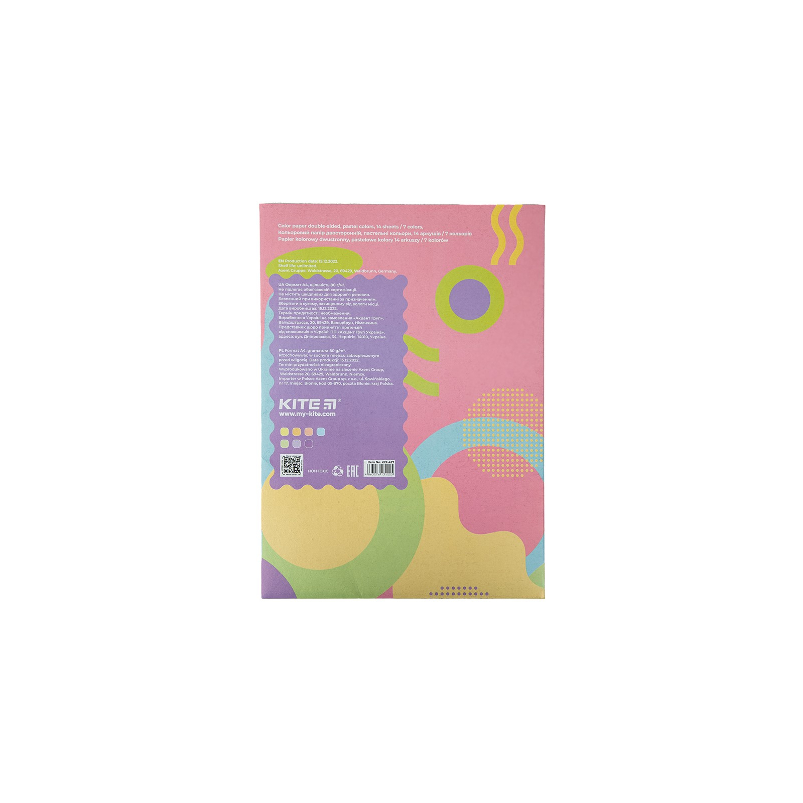 Цветная бумага Kite А4 двухсторонний Fantasy пастель 14 л/7 цв (K22-427) изображение 2