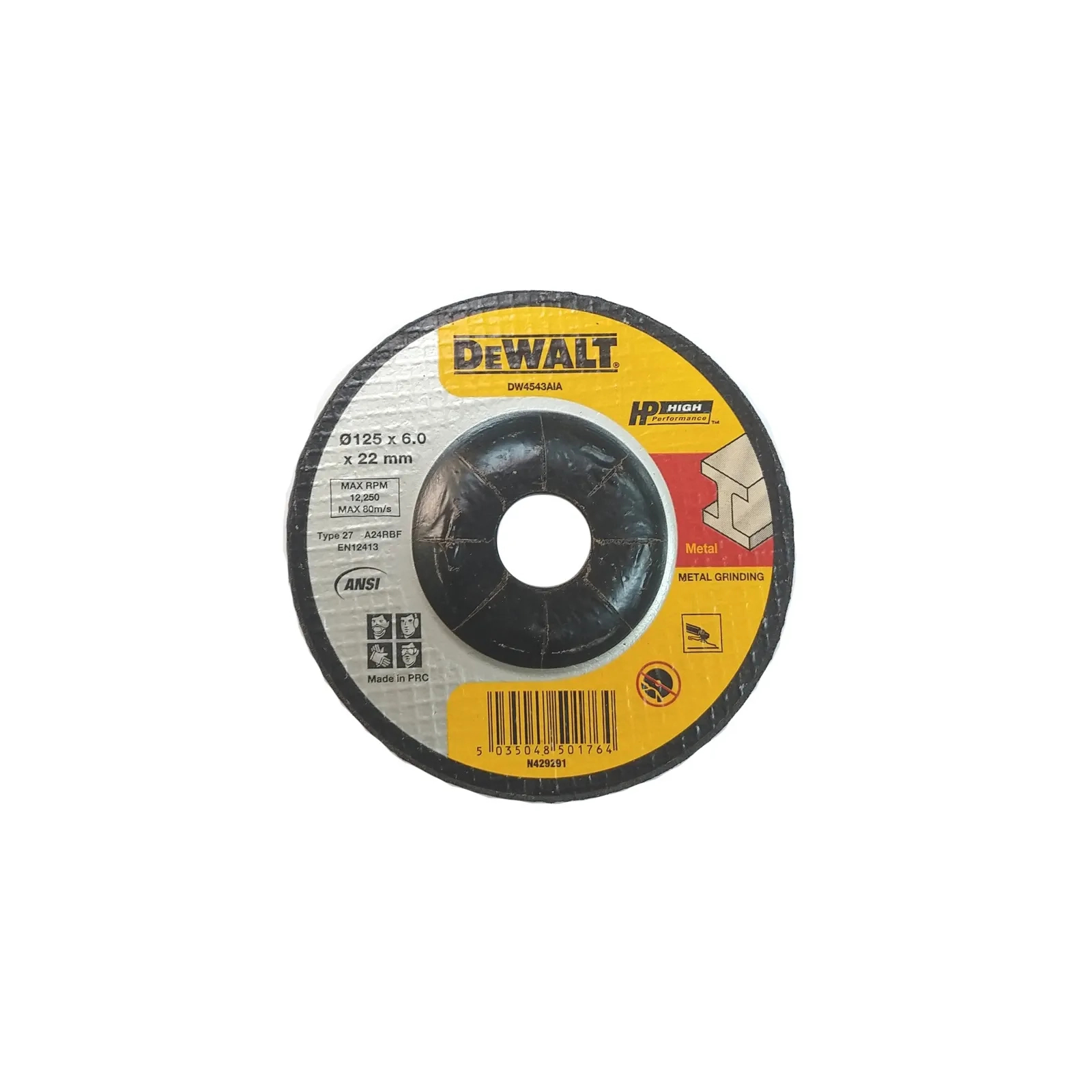 Круг зачистной DeWALT черный/цветной металл, 125х6.0х22.23 мм (DW4543AIA)