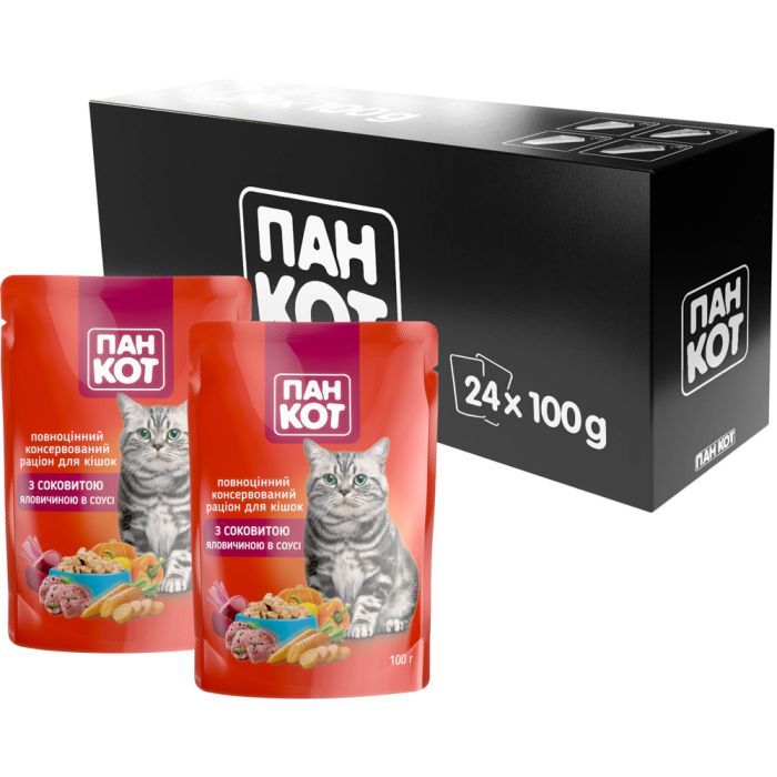 Влажный корм для кошек Пан Кот говядина в соусе 100 г (4820111141029) изображение 3