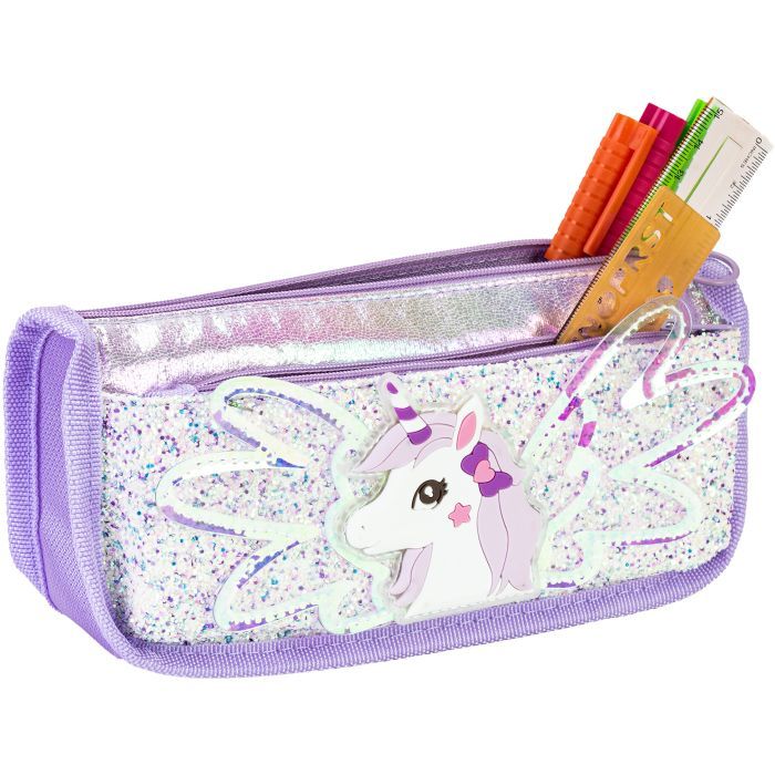 Пенал Cool For School з блискітками 2 відділення рожевий (CF87064) зображення 2