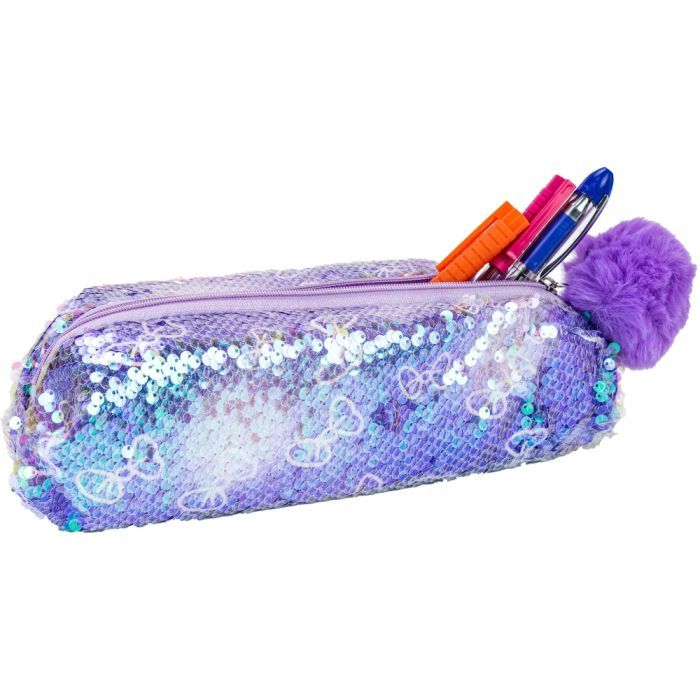 Пенал Cool For School з паєтками та помпоном 1 відділення блакитний (CF87078) зображення 2