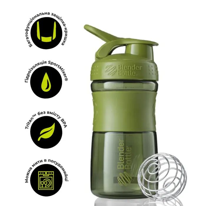 Шейкер спортивный BlenderBottle SportMixer 20oz/590ml Moss Green (SM 20oz Moss Green) изображение 4
