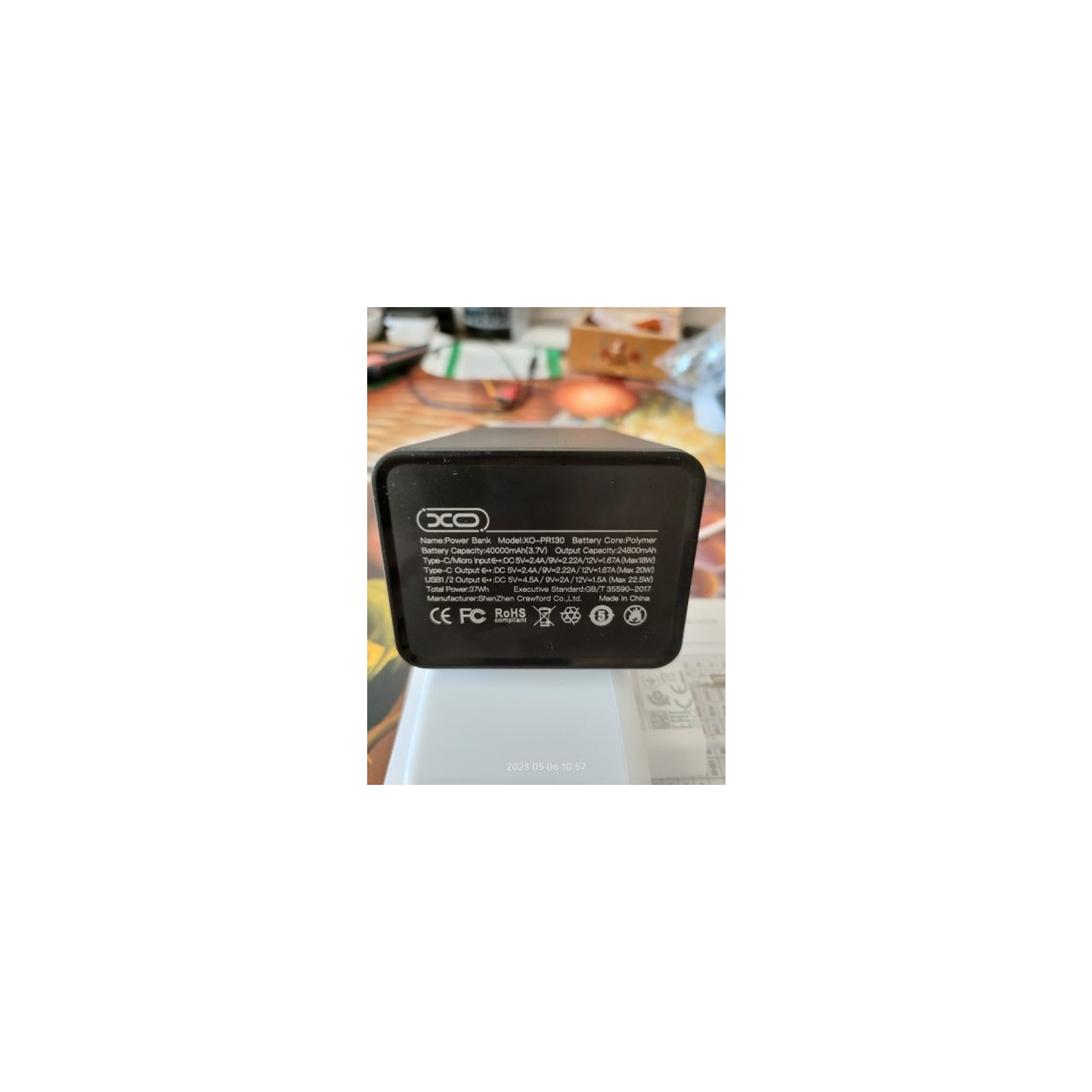 Батарея універсальна XO 40000mAh, PD/20W, QC3.0/22.5W, Input(MicroUSB,Type-C), Output(2*USB,Type-C), White (XO-PR130W / 29302) зображення 4