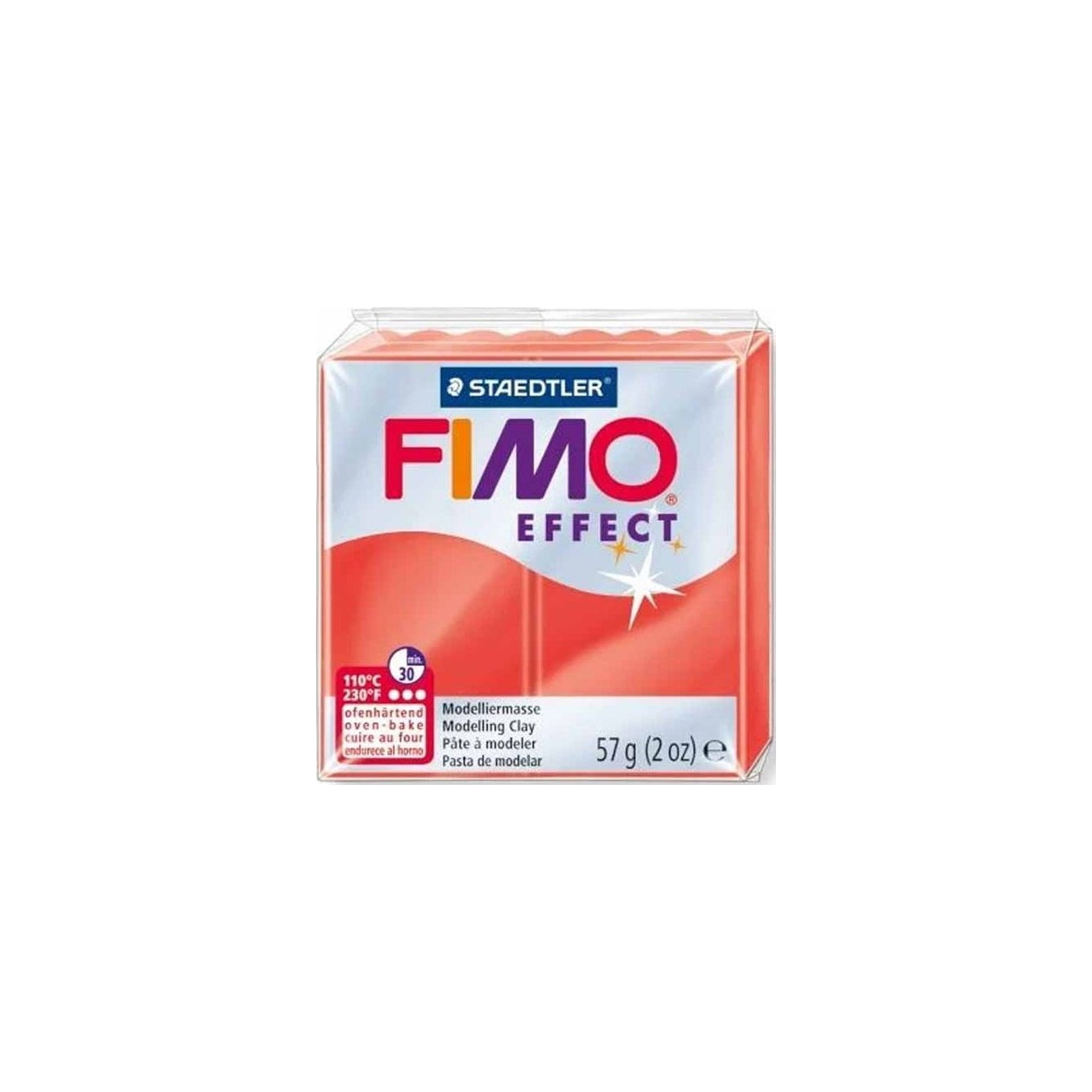 Пластика Fimo Effect, Красная полупрозрачная, 57 г (4006608810122)