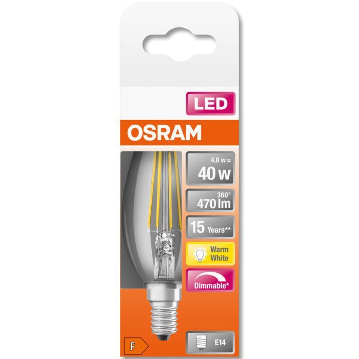 Лампочка Osram LED CL B40 DIM 4,8W/827 230V FIL E14 (4058075437043) зображення 2