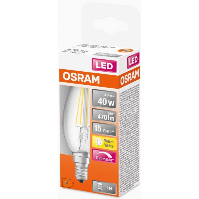 Лампочка Osram LED CL B40 DIM 4,8W/827 230V FIL E14 (4058075437043) зображення 3
