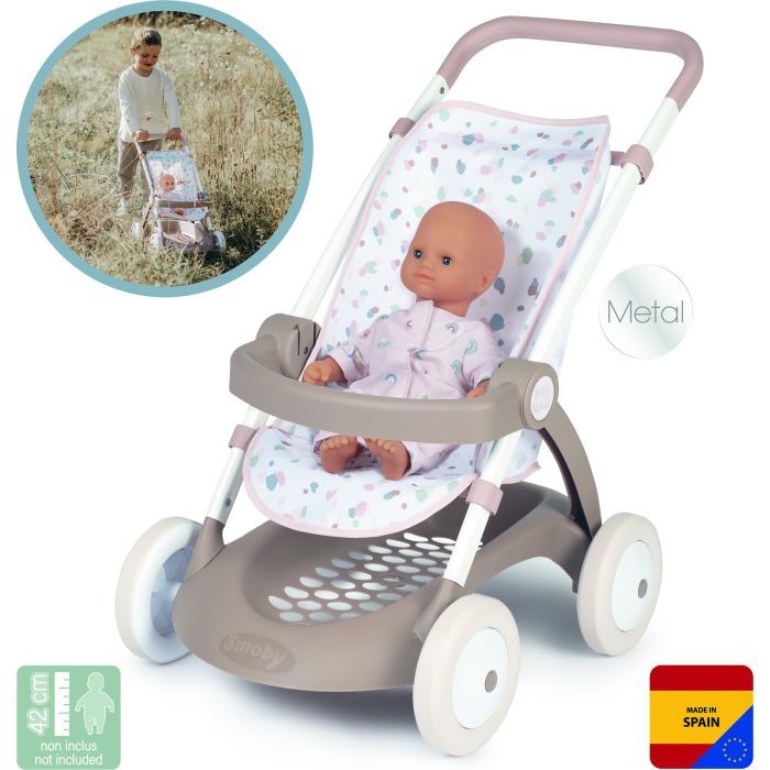 Коляска для кукол Smoby Baby Nurse Прогулка с корзиной Розовая пудра (254018) изображение 2