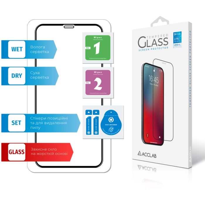 Стекло защитное ACCLAB Full Glue Apple iPhone X/XS/11 Pro (1283126508189) изображение 6