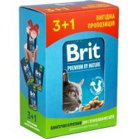 Влажный корм для кошек Brit Premium Cat с курицей для стерилизованных 3+1 100 г (2700000030356)